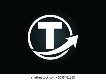 Diseño inicial del símbolo de monograma T incorporado con la flecha. Concepto de logotipo financiero o de éxito. emblema de letra. Logotipo para identidad empresarial y de empresa