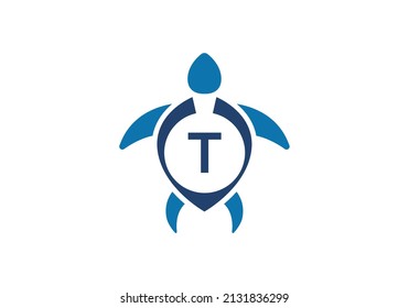 Initial T monogram alphabet with Turtle. turtle logo design vector template. Font emblem. Modern vector logo for business and company identity
