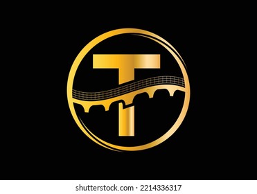 Alfabeto inicial en monograma T con signo de puente. Plantilla de diseño del logotipo del puente abstracto. Logo vectorial moderno para el negocio de la construcción.