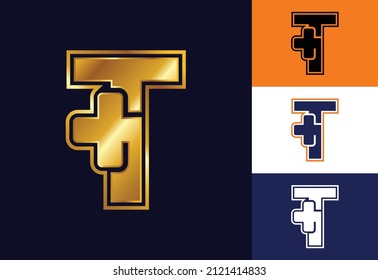 Initial T monogram with a plus sign. Logo for medical or health business, and company identity