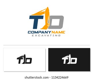 Initial T O excavator logo concept vector with arm excavator template vector.