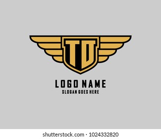 Initial T & O wing shield logo template vector