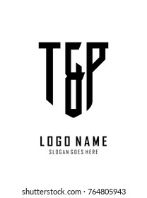 Initial T & P abstract shield logo template vector