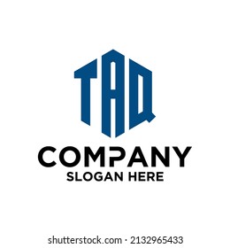 Initial T A Q hexagon logo vector
