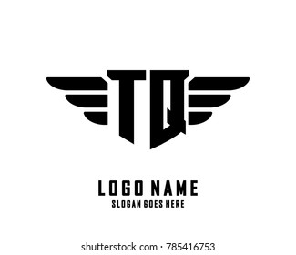 Initial T & Q wing logo template vector