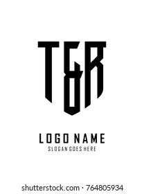 Initial T & R abstract shield logo template vector