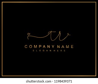 Initial T R handwriting logo template vector