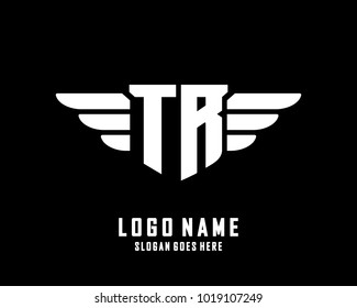Initial T & R wing logo template vector