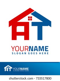 Initial A & T real estate logo template vector