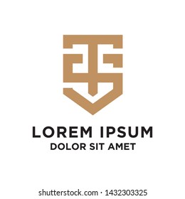 initial T and S logo design with geometric style