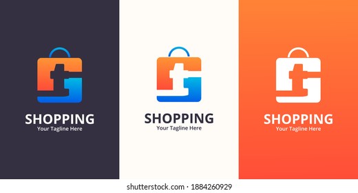 Initial  t Shop Logo designs Template. Illustration vector graphic of  letter and shop bag combination logo design concept. Perfect for Ecommerce,sale, discount or store web element. Company emblem