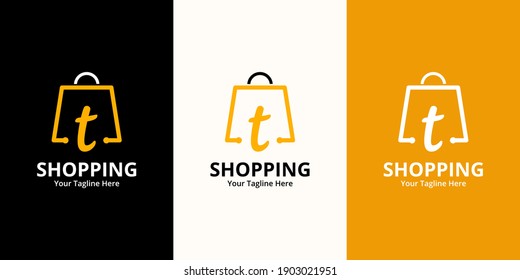 Initial  t Shop Logo designs Template. Illustration vector graphic of  letter and shop bag combination logo design concept. Perfect for Ecommerce,sale, discount or store web element. Company emblem