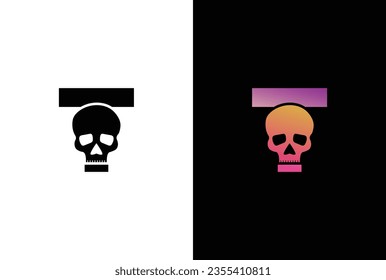 Initial T Skull Logo Design. Letter T Skull Logo or icon template design.