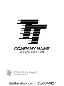 Initial T T speed line logo template vector