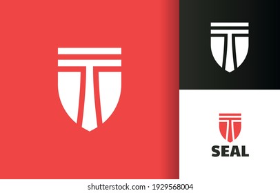 Initial T with strong shield abstract company logo. Logo vector template design. Ready to use, easy for edit.