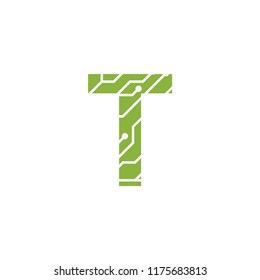 Initial T with technology logo concepts template vector
