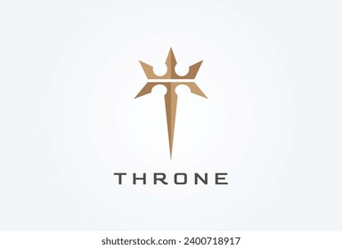 Initial T Throne logo, letter T with Crown combination, Flat Vector Logo Design Template element, vector illustration