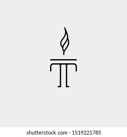Initial T Torch Logo Template Vector Design