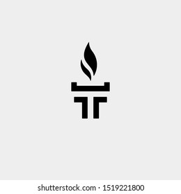 Initial T Torch Logo Template Vector Design