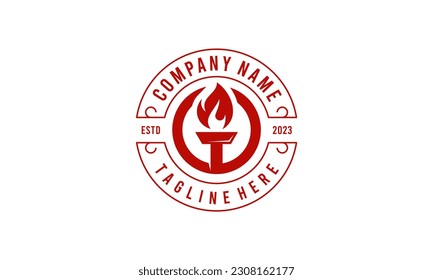 initial t Torch on circle Logo vector symbol illustration design
