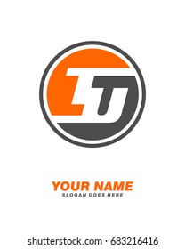 Initial T U circle logo template vector