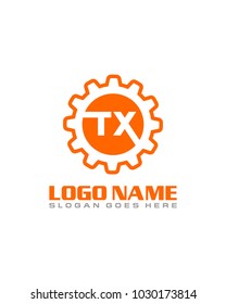 Initial T & X gear logo template vector