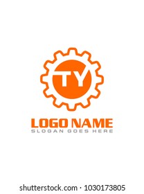 Initial T & Y gear logo template vector