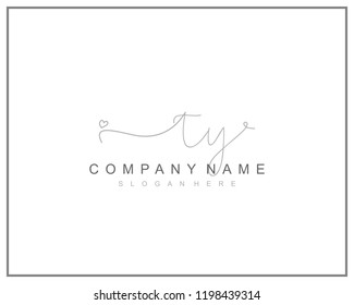 Initial T Y handwriting logo template vector