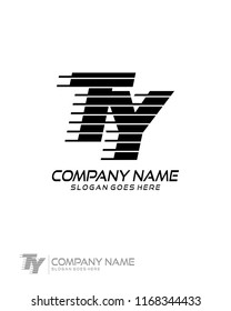 Initial T Y speed line logo template vector