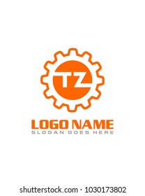 Initial T & Z gear logo template vector