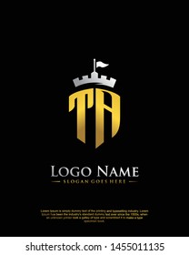 initial TA letter with shield style logo template vector