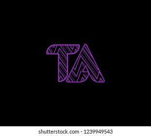 initial TA letter zig zag dots pattern modern futuristic logotype