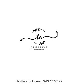 Initial TA logo handwriting botanical branding typography