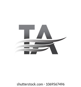 Initial TA wing logo, grey color vector logotype, logo for company name business and company identity.
