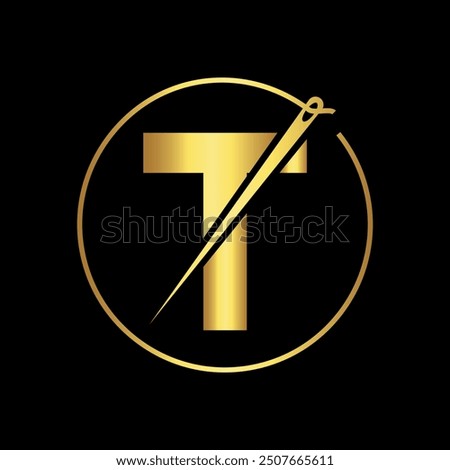 Initial tailor Logo combine with letter T vector template