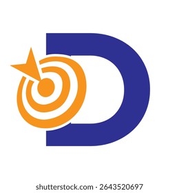 Initial Target Logo On Letter D Concept For Success Symbol. Business Goal Logo Design