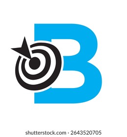 Initial Target Logo On Letter B Concept For Success Symbol. Business Goal Logo Design