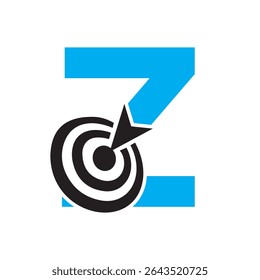 Initial Target Logo On Letter Z Concept For Success Symbol. Business Goal Logo Design