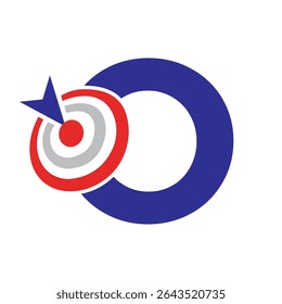 Initial Target Logo On Letter O Concept For Success Symbol. Business Goal Logo Design