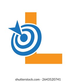 Initial Target Logo On Letter L Concept For Success Symbol. Business Goal Logo Design
