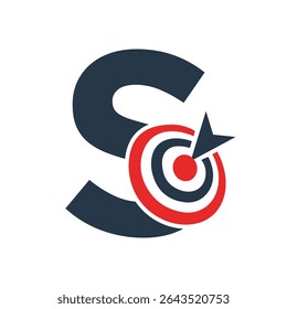 Initial Target Logo On Letter S Concept For Success Symbol. Business Goal Logo Design