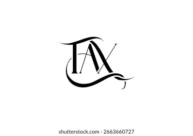 Design do logotipo da letra TAX inicial. Elegante Monograma Logo Design com elementos decorativos e tipografia