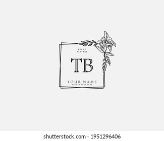 Initial TB beauty monogram and elegant logo design, handwriting logo of initial signature, wedding, fashion, floral and botanical with creative template.