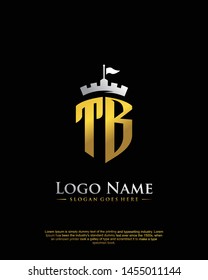 initial TB letter with shield style logo template vector