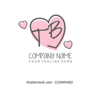 Initial TB with love logo template vector
