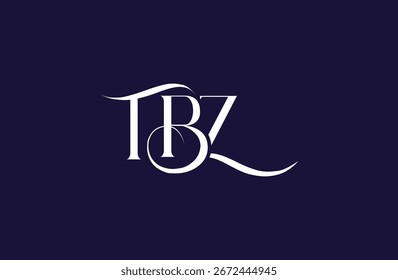 Diseño inicial del logotipo de la letra TBZ. Diseño elegante del logotipo del monograma con los Elementos decorativos y la tipografía