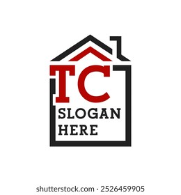Logotipo inicial da casa TC para telhado. Letra TC Logotipo imobiliário