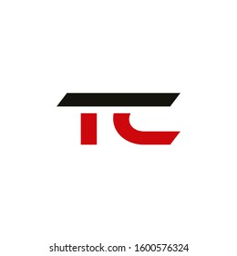 Initial TC icon design template elements for business company logo. Outstanding professional elegant trendy awesome artistic black and red color. Logotype idea vector isolated on white background.