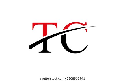 Initial TC letter Logo With Swoosh Design Graphic Vector Template for Business and Company Identity.	