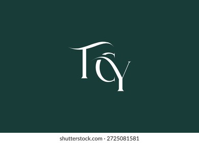 Diseño inicial del logotipo de la carta creativa de TCY. Diseño elegante del logotipo del monograma con los Elementos decorativos y la tipografía